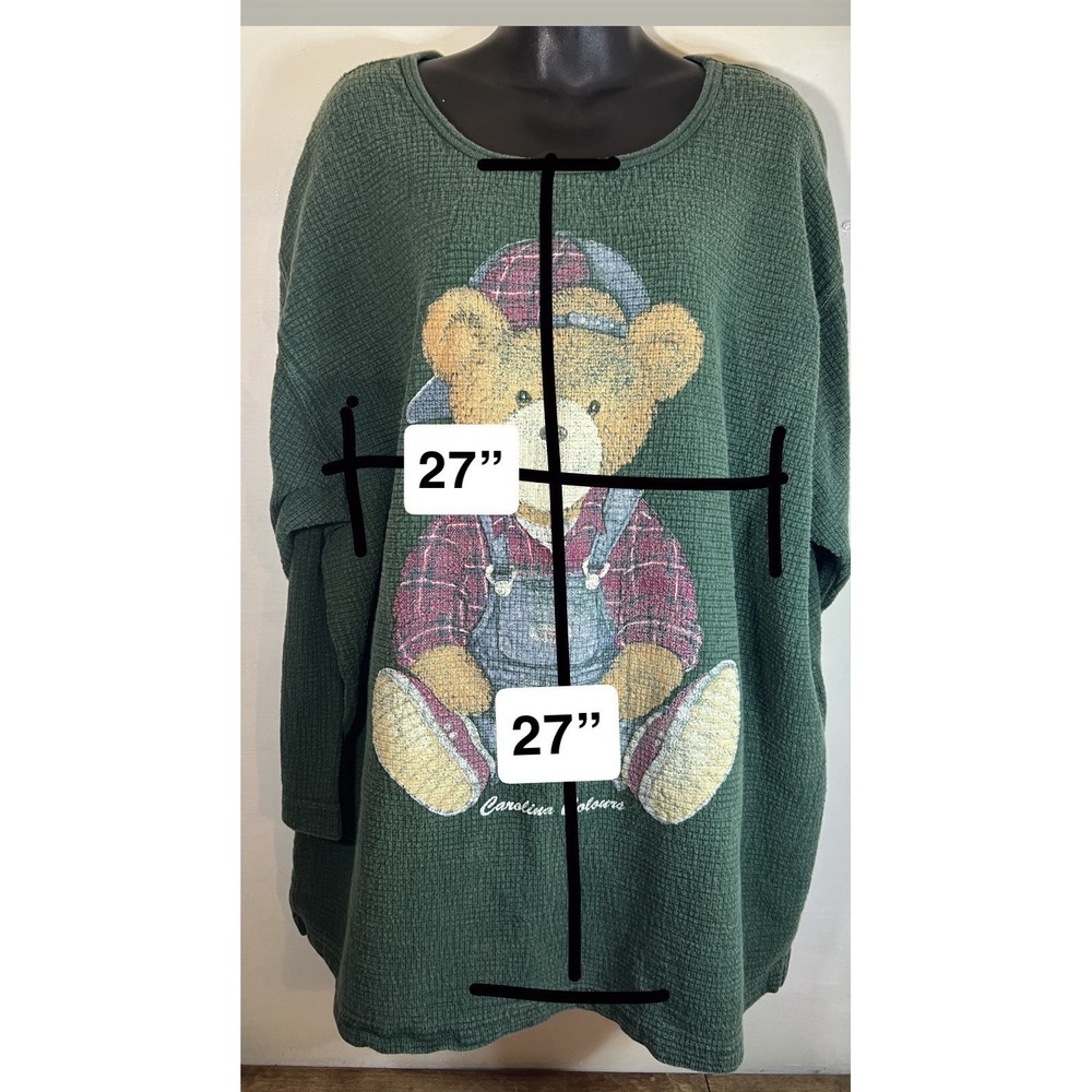 Vtg 90s 80s Teddy Bear Women's 3XL Sweater Moomoo Cozy Grandma Carolina Colours - Picture 2 of 6